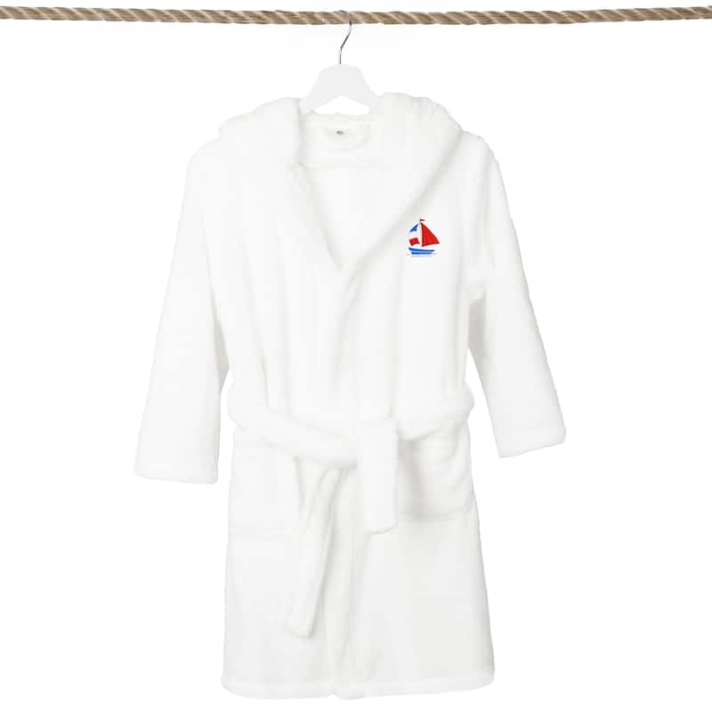Sweet Kids 100% Polyester SUPER PLUSH Double Brushed Hooded Bathrobe - BOAT