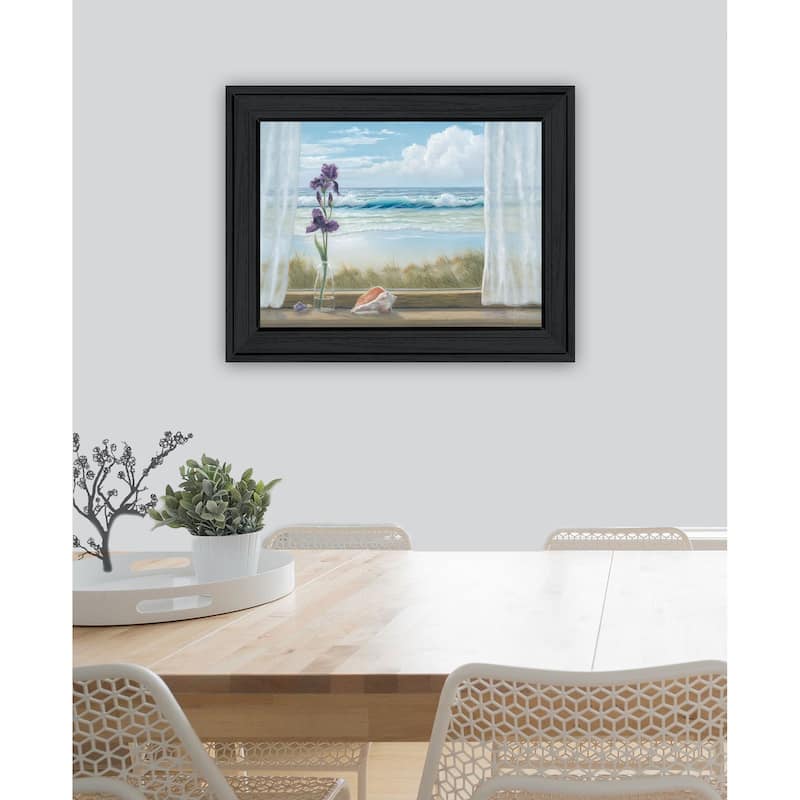 TrendyDecor4U Coastal "Irises on Windowsill" Framed Print Wall Art