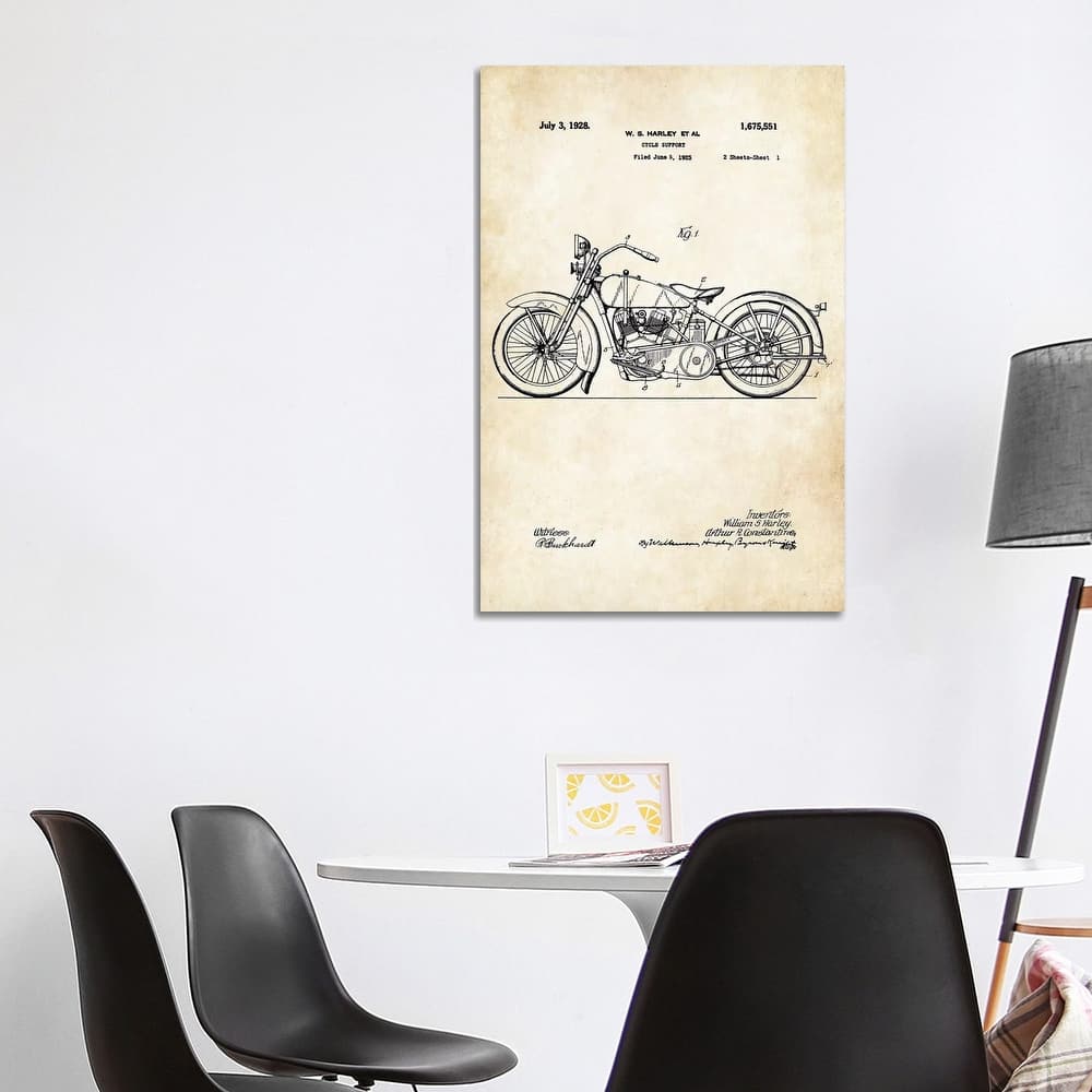 iCanvas "1928 Harley Davidson Motorcycle" by Patent77 Canvas Print