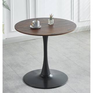 Elegant 31.5-Inch Black and Walnut Tulip Table