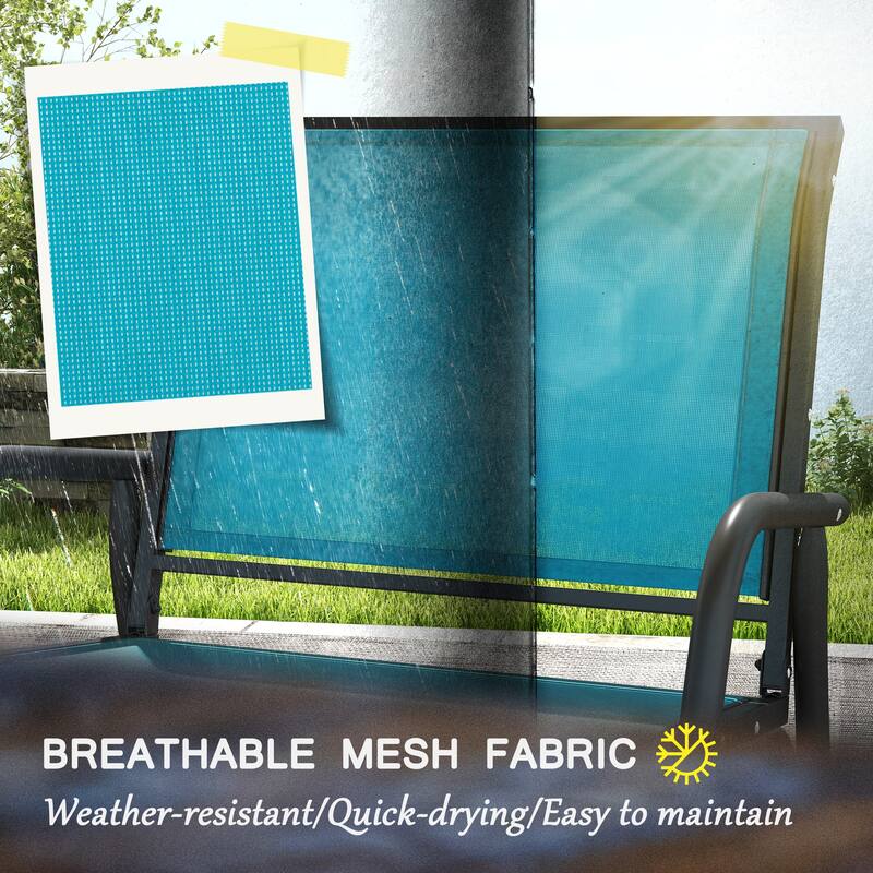 Outsunny Glider/Rocking Chair Set with Breathable Mesh Fabric, Curved Armrest