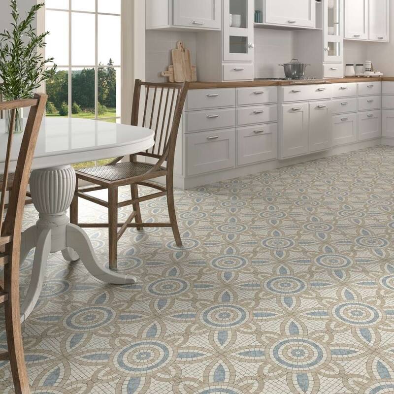 Roman Road 8x8 Matte Porcelain Encaustic Tile - Floor, Wall, Backsplash - 8 x 8 Sample - Malta