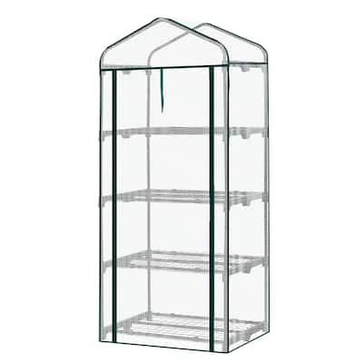 PE Cover Steel Frame 4-Tier Mini Greenhouse