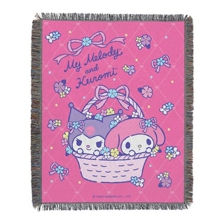 Sanrio My Melody Flower Basket Fun Woven Tapestry Throw Blanket