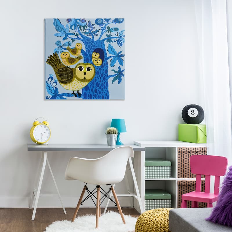 Stupell Playful Owls in Tree Canvas Wall Art Design By Kay Widdowson