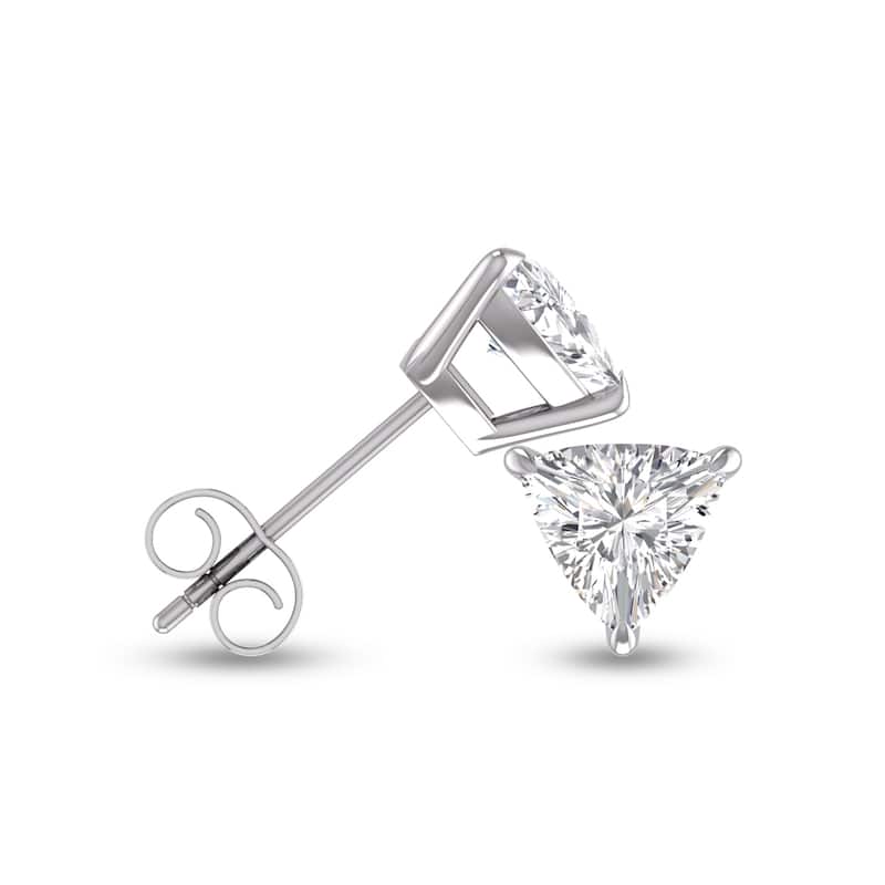 Marquee Lab Grown 1/2 Carat Trillion Shaped Solitaire Diamond Earrings in 14K White Gold