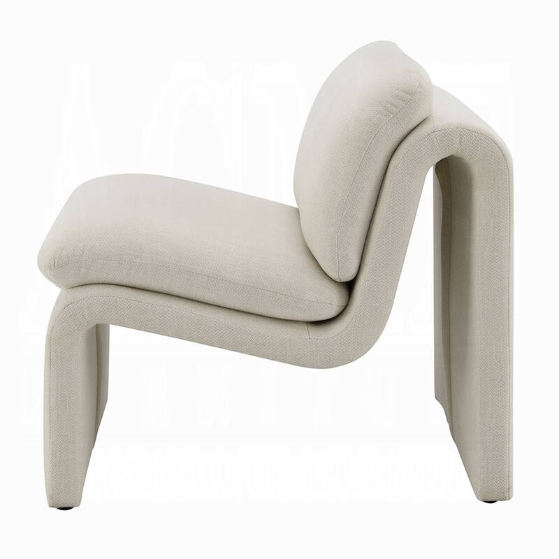 Kami Accent Chair, Curved Open Base, Armless Modern Ivory Boucle