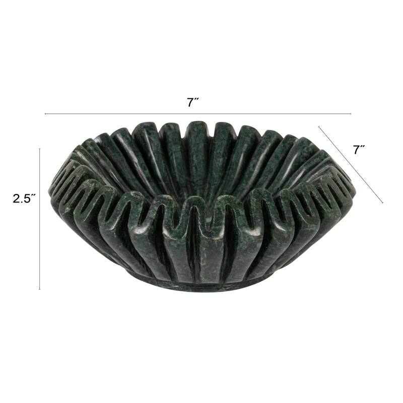 Marble Pleated Dish - 7.0"L x 7.0"W x 2.5"H