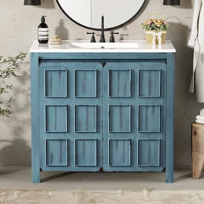 36 " Bathroom Vanity with Ceramic Sink, Bathroom Storage Cabinet