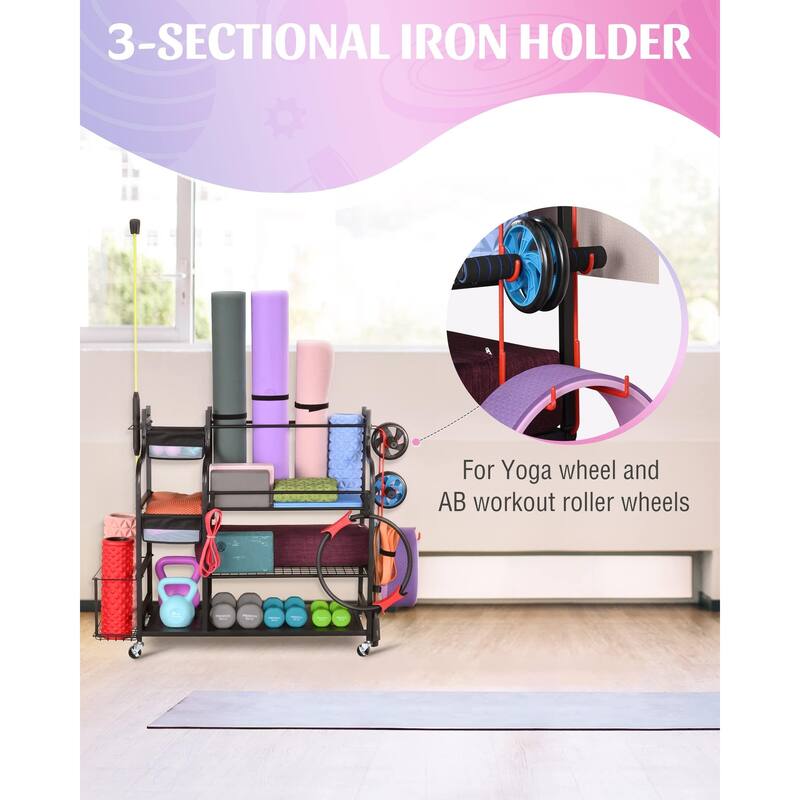Yoga Mat Storage Rack, Weight Rack for Dumbbells, Home Gym Storage - 51.4"(L) x 15.7"(W) x 36.6"(H)
