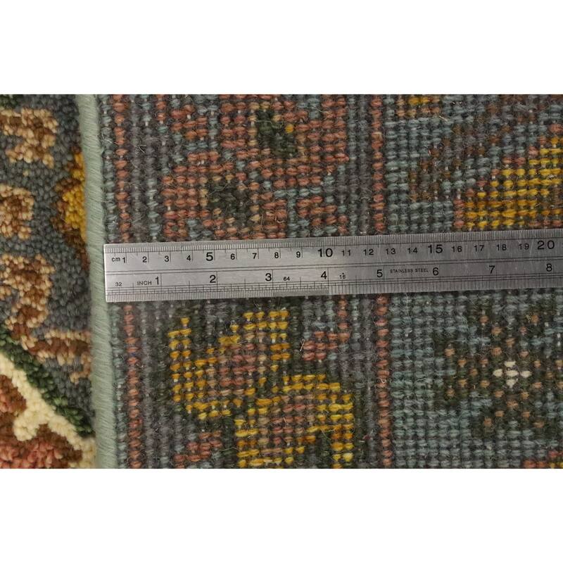 Hand Knotted Oriental 100% Wool Carpet Traditional Geometric Green Kazak Runner Rug - 10' 1'' X 2' 5''