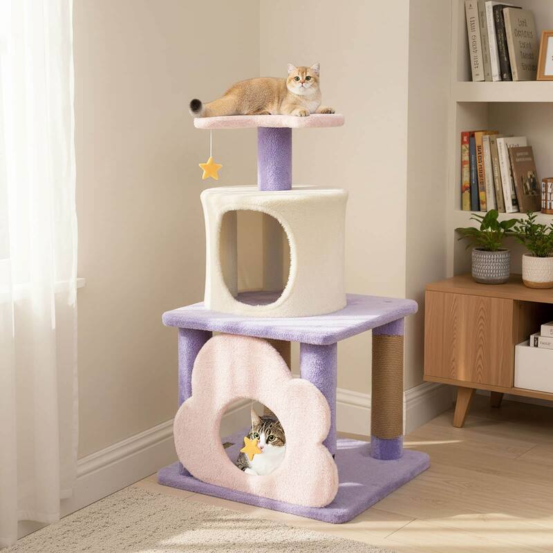 Costway 31.5” Cute Modern Cat Tree with Condo Top Perch Jute - See Details