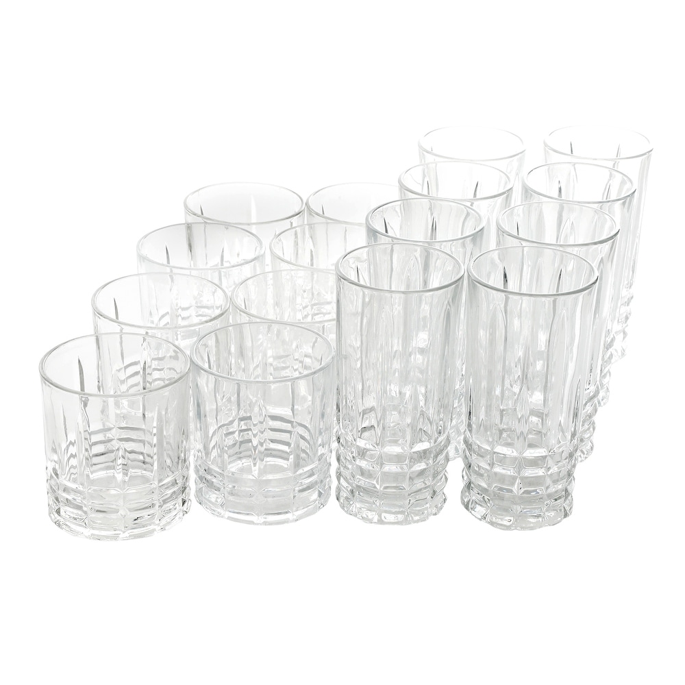 Home to Table He Modern Drinking Glasses Set 12-Count Galaxy Glassware Includes 6 Cooler Glasses (17oz) 6 DOF Glasses(13oz)12-piece Elegant Glassware