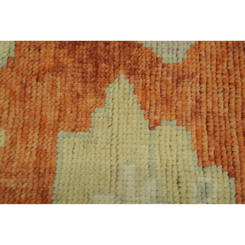 Vegetable Dye Wool Oushak Turkish Area Rug, Floral Geometric Carpet - 10' 0'' X 8' 4''