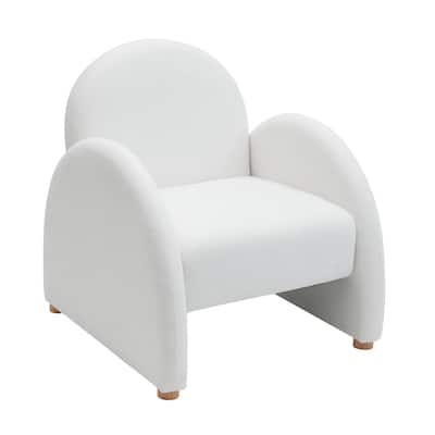 Modern Boucle Accent Armchair - Comfortable Upholstered Lounge Chair with Curved Armrests, Stylish Minimalist Chair