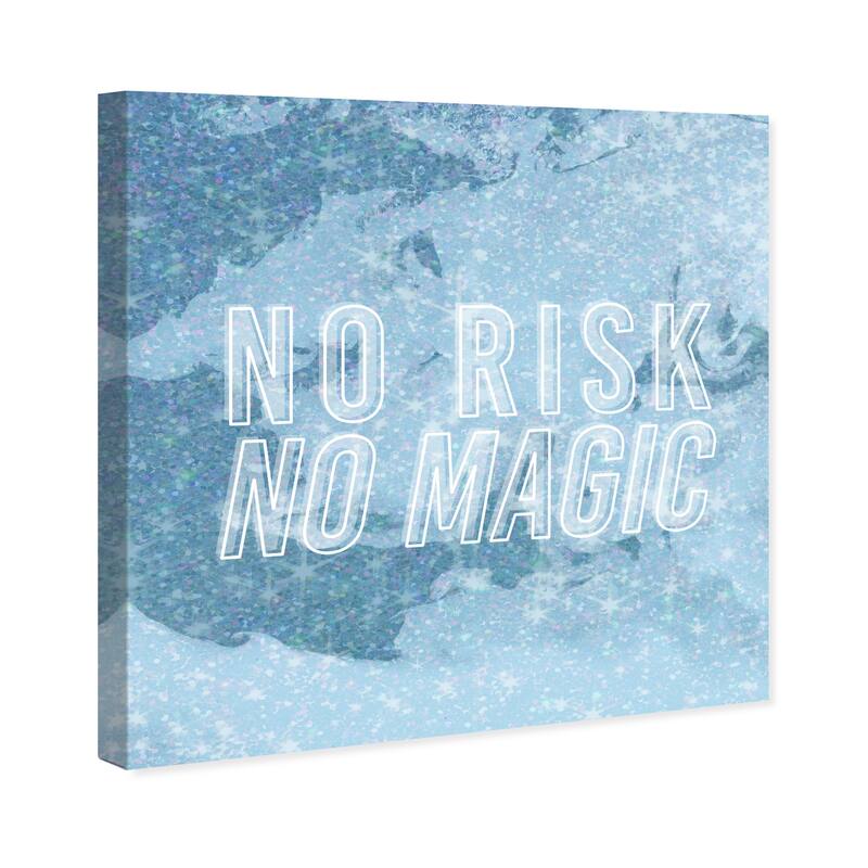 Wynwood Studio Prints Typography No RIsk No Magic Sparkle Blue Modern & Contemporary Wall Art Canvas Print