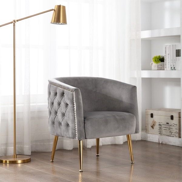 Corvus Tyrol Velvet Curved Back Barrel Accent Chair. Opens flyout.