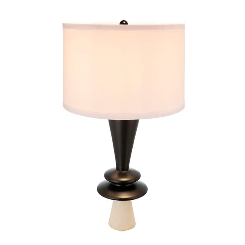 D15x25.7" Round Aluminum Sheet Gold Table Lamp with White Fabric Shade (Lamp Shade Assembly Required)