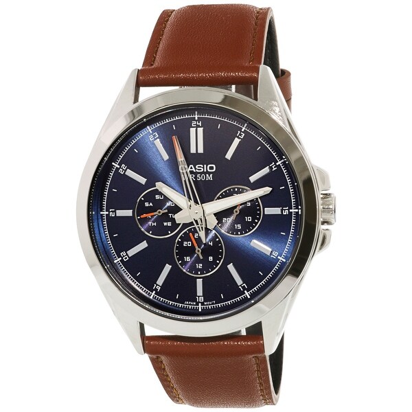 Shop Casio Men's Classic Silver Leather Japanese Quartz ...