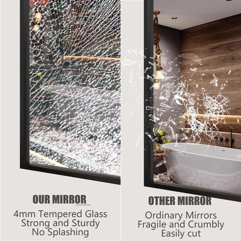 Aluminum Alloy Framed French Cleat Mounted Tempered Glass Wall Vanity Mirror