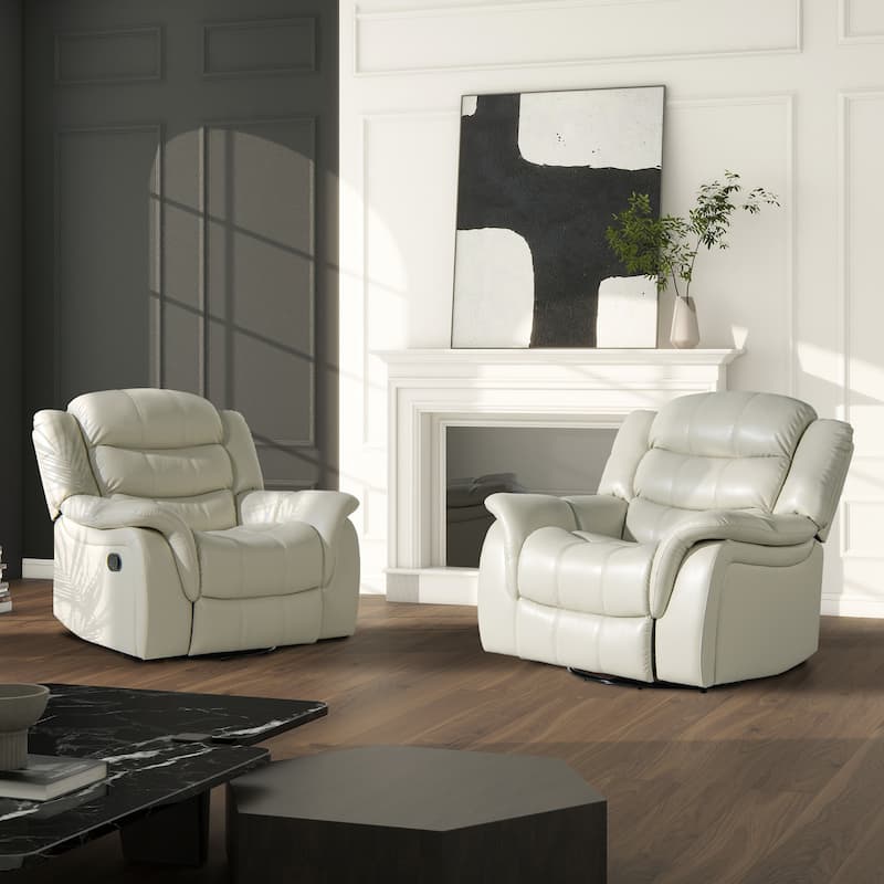 Rover 41.5" Faux Leather Manual Swivel Glider Recliner