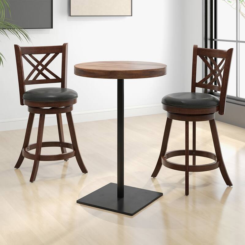 Gymax Swivel Barstools Set of 4 24'' Counter Height Bar Chairs with