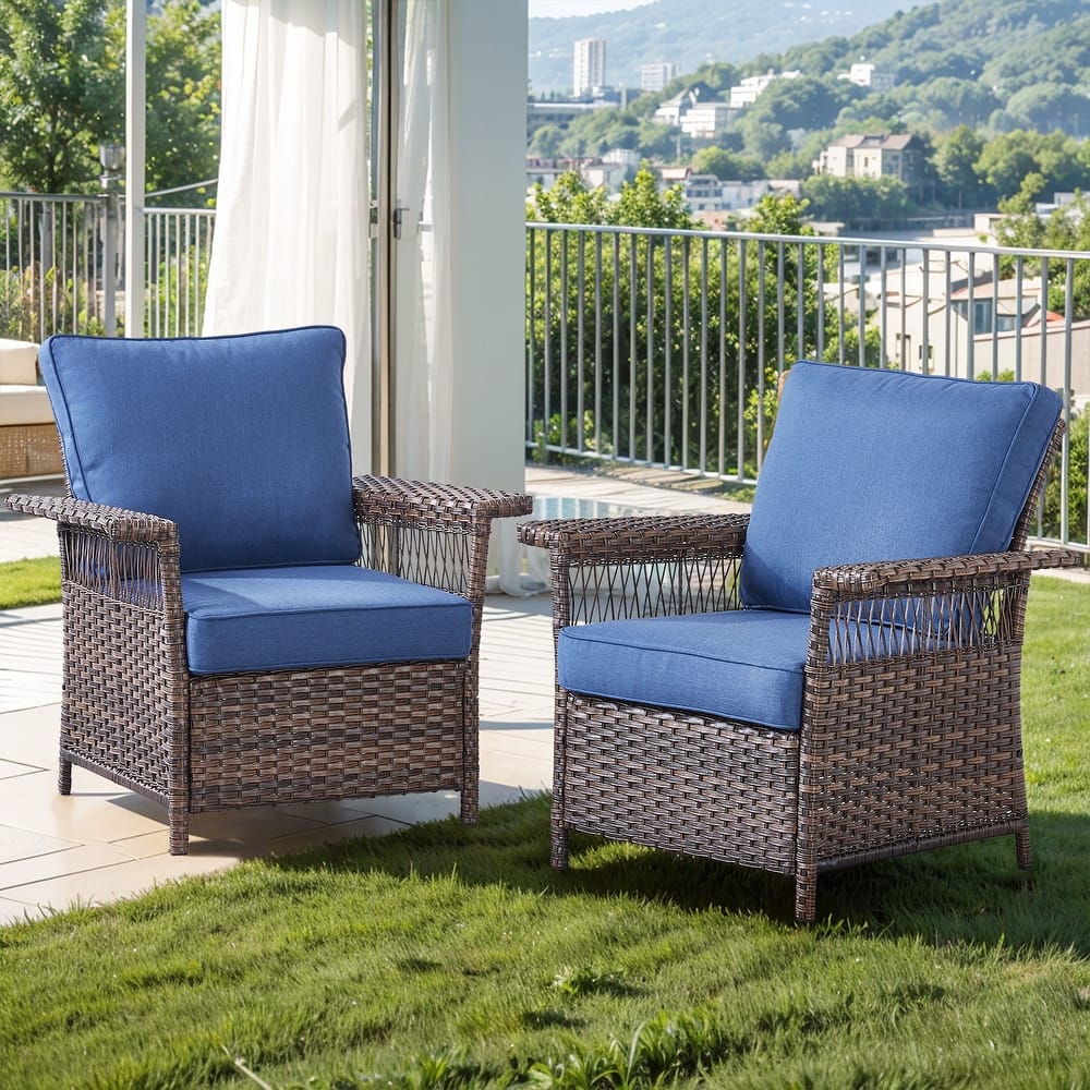 Gymojoy Outdoor Wicker Patio Chairs Set of 2 with 4.3" Cushions