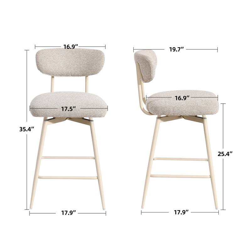 Modern Nearly 26" H Swivel Faux Leather Counter Height Bar Stools