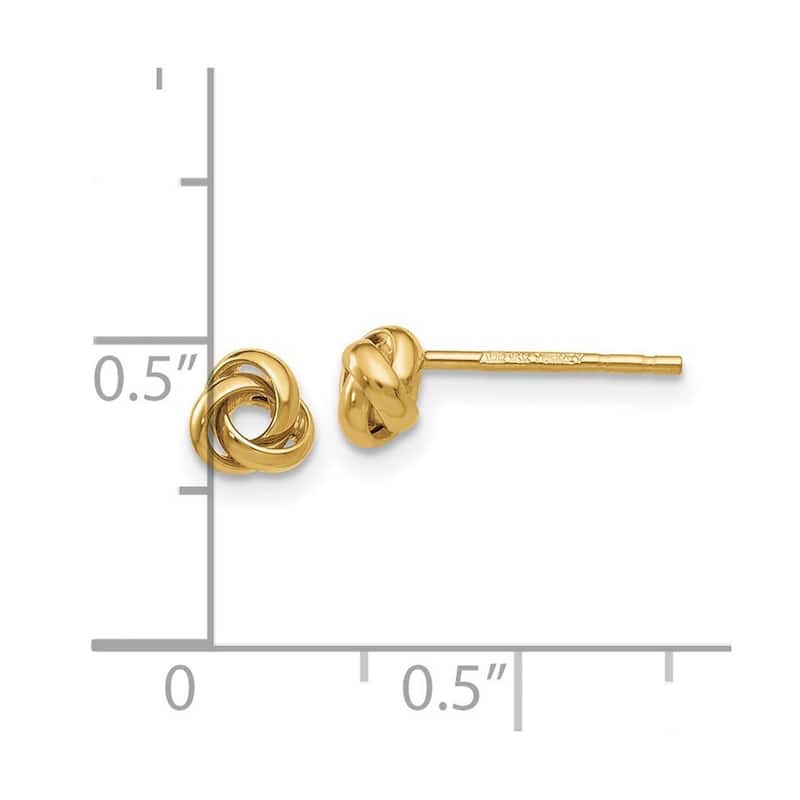 Curata 10k Yellow Gold 5mm Extra Small Polished Knot Post Earrings -