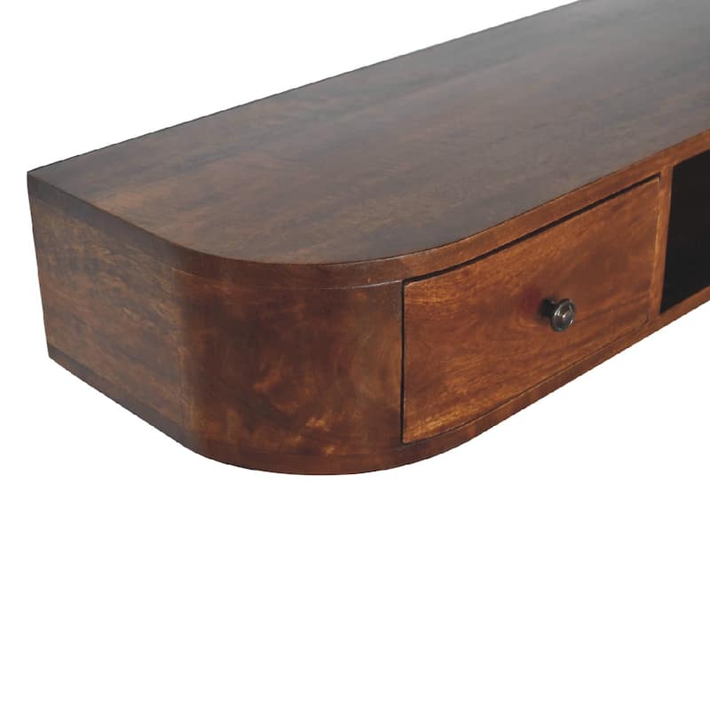 Artisan Furniture Solid Wood Lunar 2 Drawer Floating Console, Wall Mounted in Brown - N/A