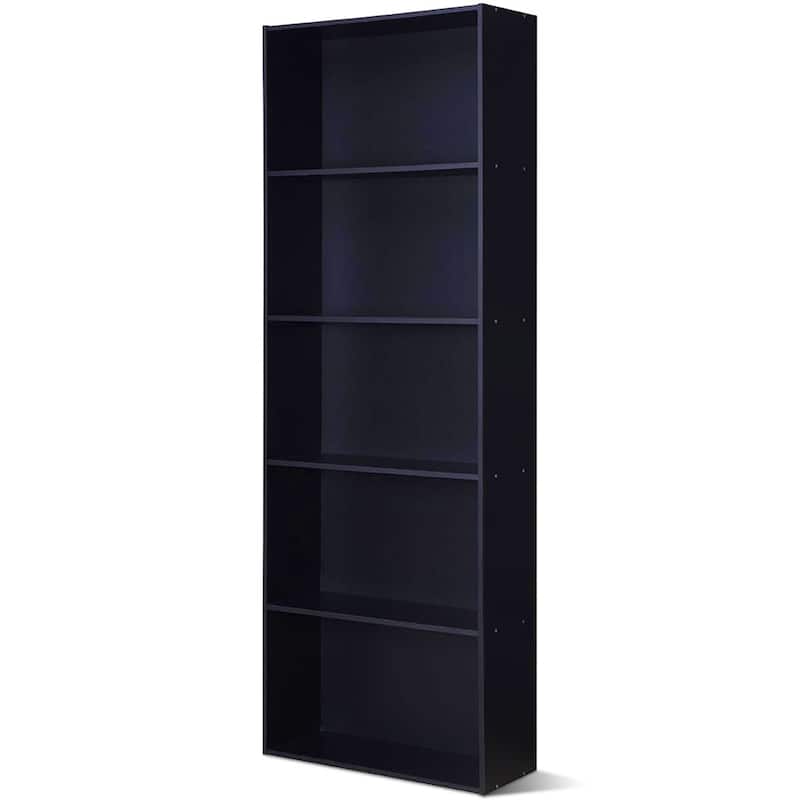 5-tier Modern Multifunctional Display Storage Bookshelf - Black