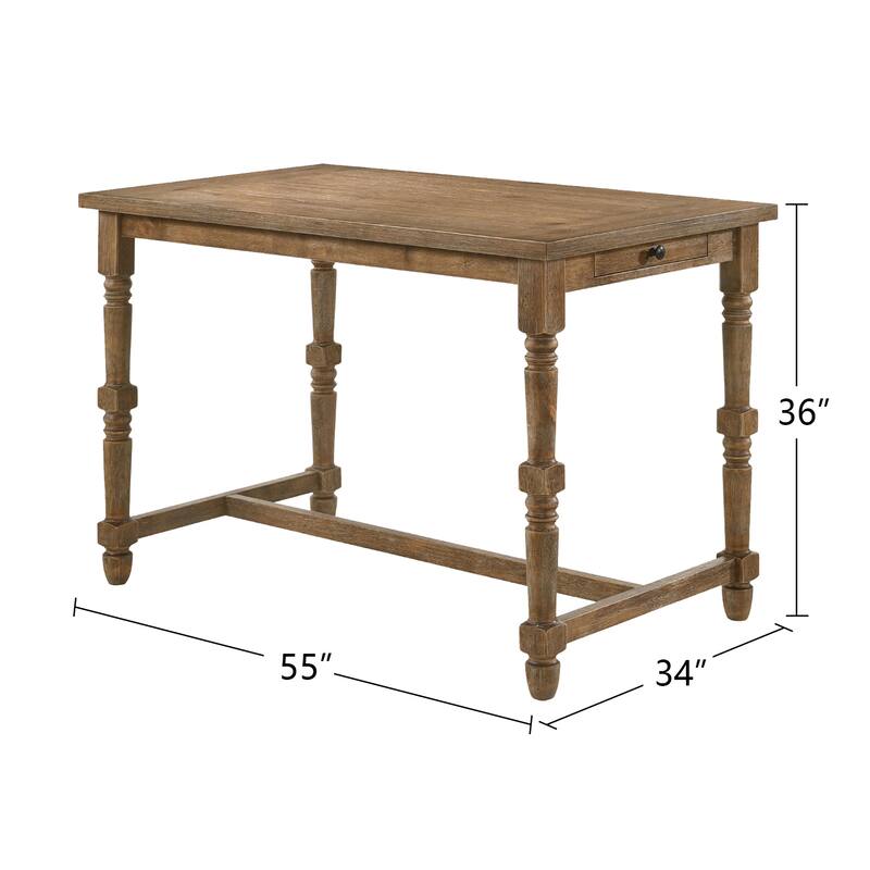 Rectangular Counter Height Table in Weathered Oak Finish