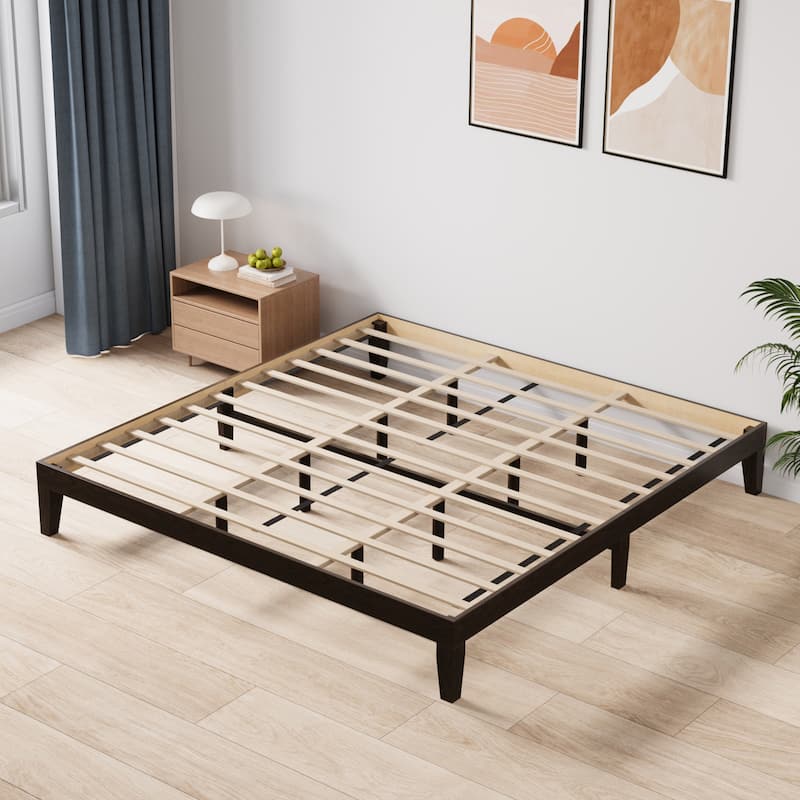 12" Wood Platform Bed Frame - California King, No Box Spring, Easy Assembly​