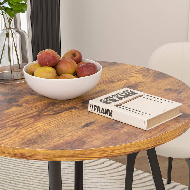 VECELO 35.43'' Round Butterfly Leg Dining Table for 4 MDF Top Kitchen Table Kitchen & Dining Room Tables