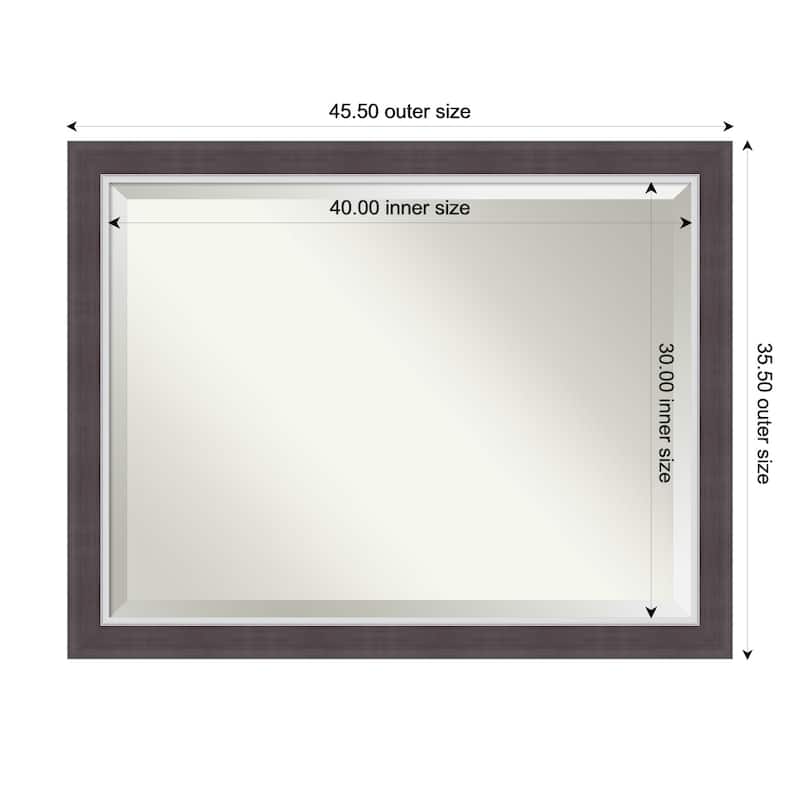 Ellie Beveled Framed Bathroom Vanity Wall Mirror - Ellie Brown Silver - 46 x 36 in