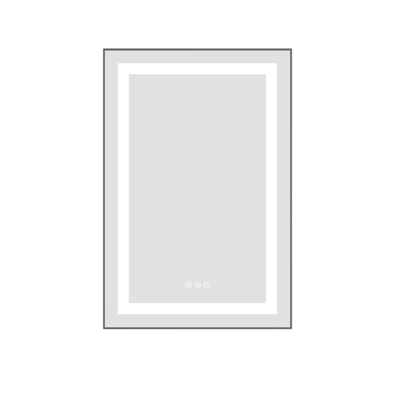 20 x 32 Inch LED Bathroom Mirror with Front and Backlight, Wall Mounted Vanity Mirror with Aluminum Frame, Anti-Fog