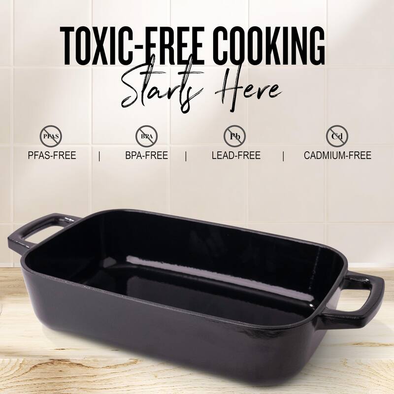 Alva Nori Enameled Cast Iron Oven Dish Roasting Pan - 12" x 8" - 12"x8"
