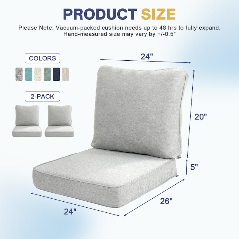 Aoodor Outdoor Seat/Back Cushion Set of 2