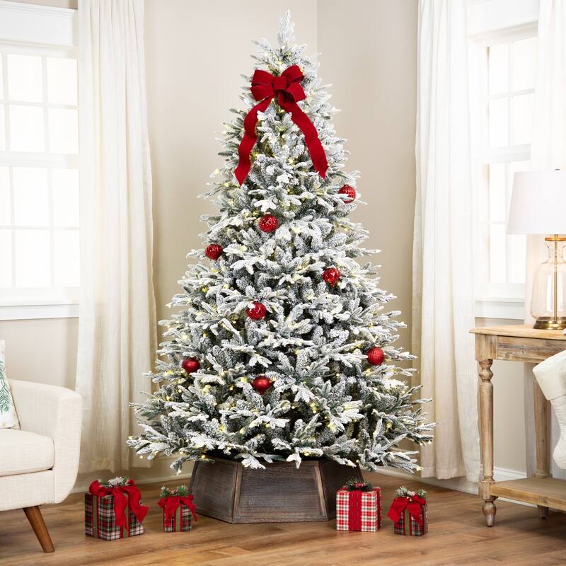 Real Touch™ Elite Pre-Lit Flocked Yukon Pine IPT Artificial Christmas Tree - 7' Dual Color LED - 7 Foot