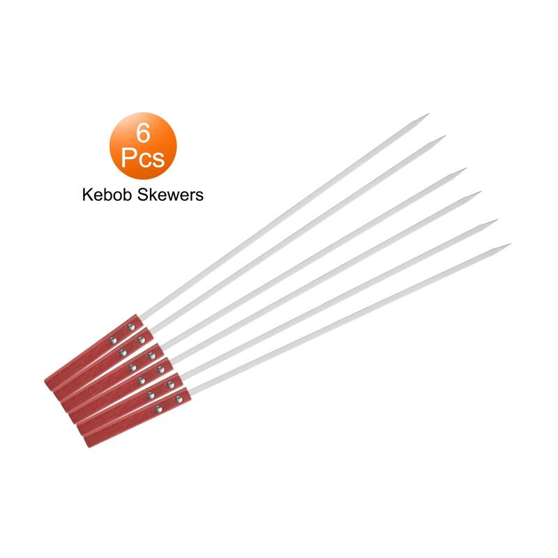 6pcs Kebob Skewers 50cmx7mmx2mm Flat Sticks with Wood Handle