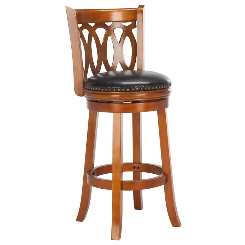 SAFAVIEH Cherrie Dark Oak Finish 29-inch Swivel Bar Stool - 19" x 18" x 44" - 19Wx18Dx44H