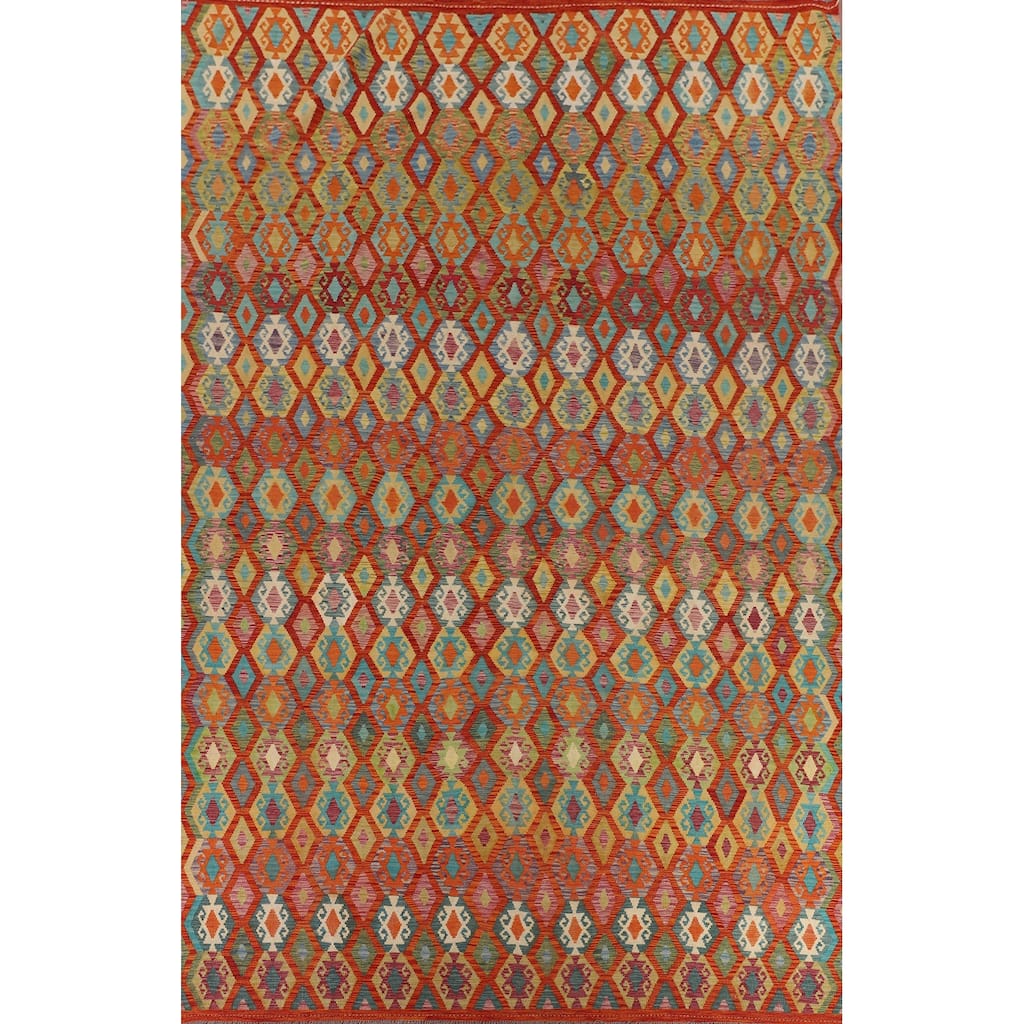 Multicolor Kilim Oriental Large Rug Flatweave Wool Carpet - 10'5" x 16'2"