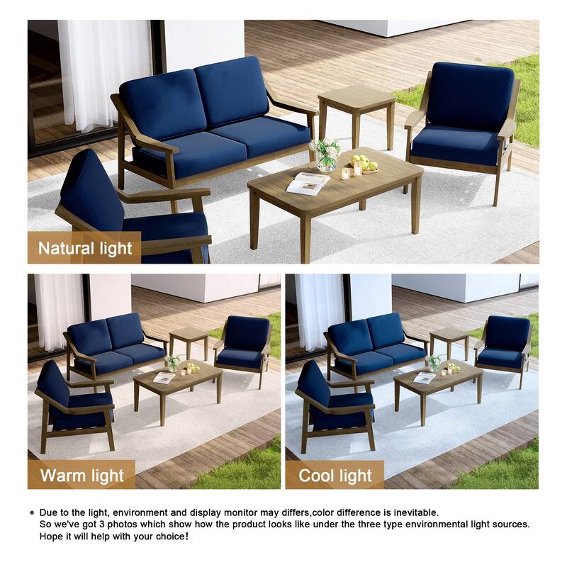 Outdoor Conversation Set Patio Cushioned Chair, Loveseat with Tables
