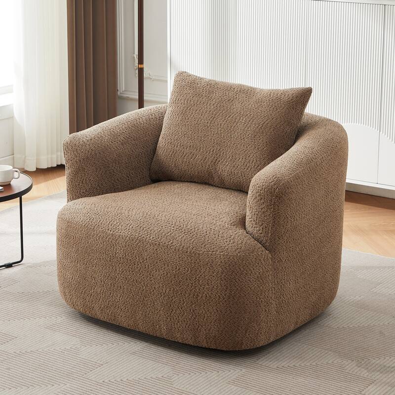 Swivel Chair with Throw Pillow & Spring Seat
