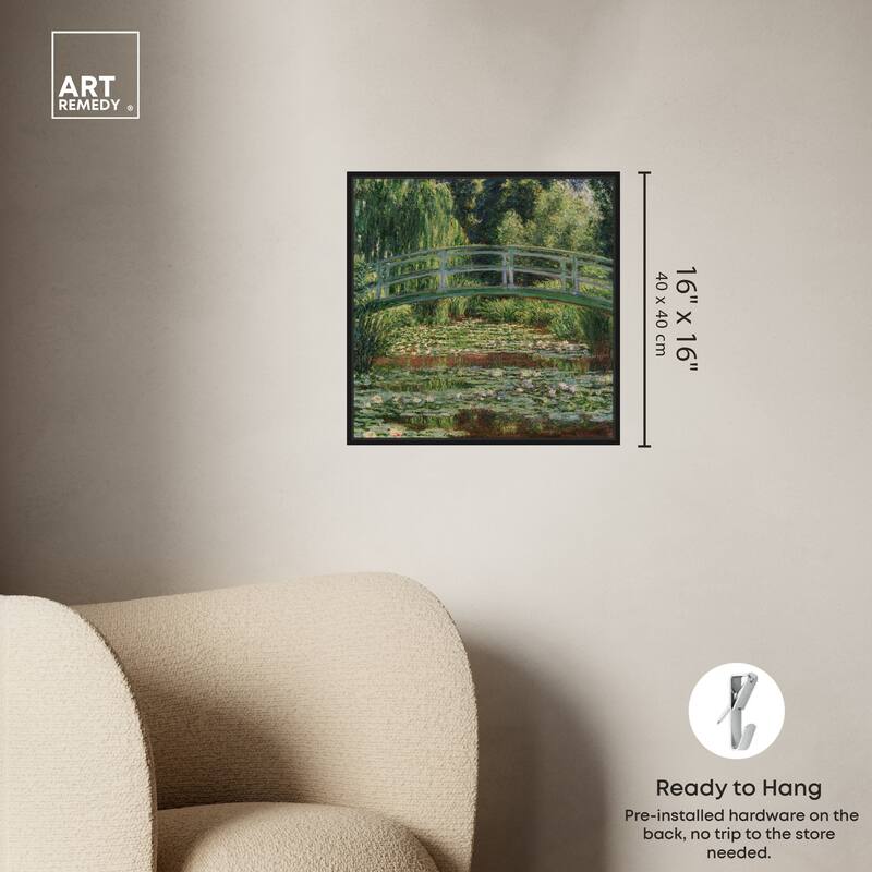 Art Remedy Monet The Japanese Footbridge And The Water Lily Pool Giverny Framed 1 Piece Canvas Wall Art