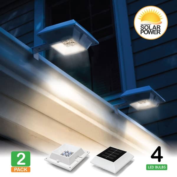 Shop 2 Pack Lunalite Square Solar Gutter Fence Lights Overstock 11651654