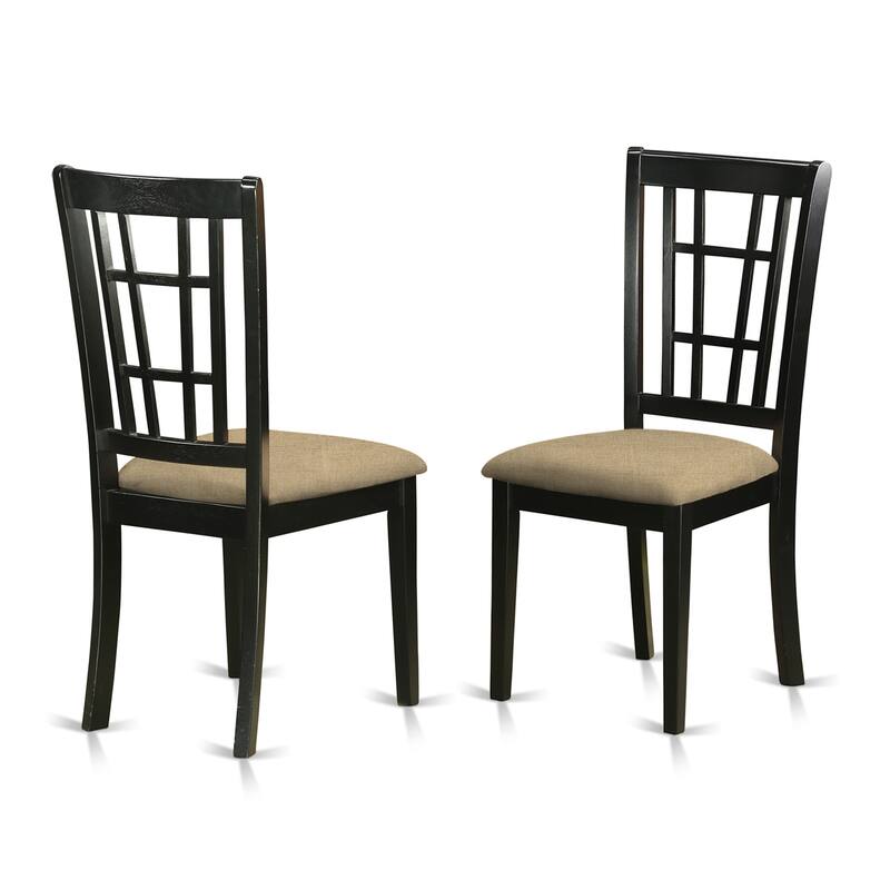 HomeStock 7-Piece Square Black & Cherry Finish Solid Wood Top Dining Table with 6-Chairs with Lattice Back