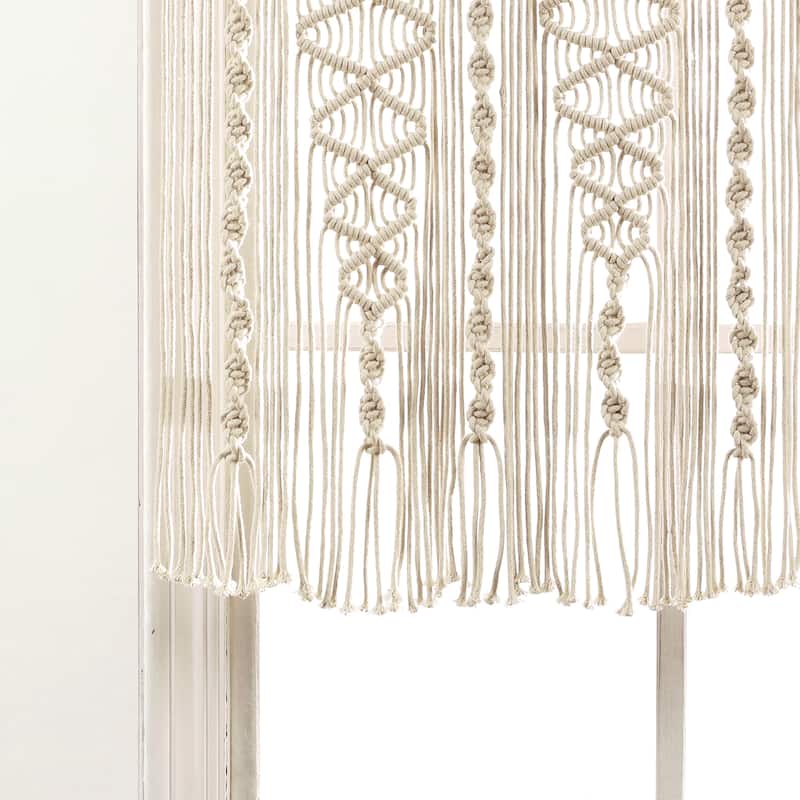 Lush Decor Boho Macrame Textured Cotton Valance/Kitchen Curtain/Wall Decor
