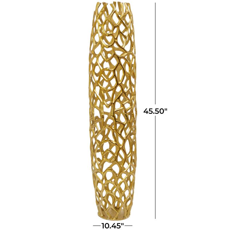 Gold Aluminum Metal Cutout Coral Decorative Vase