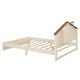preview thumbnail 9 of 12, Beige Full Size Wood Bed with House Headboard & LED Light
